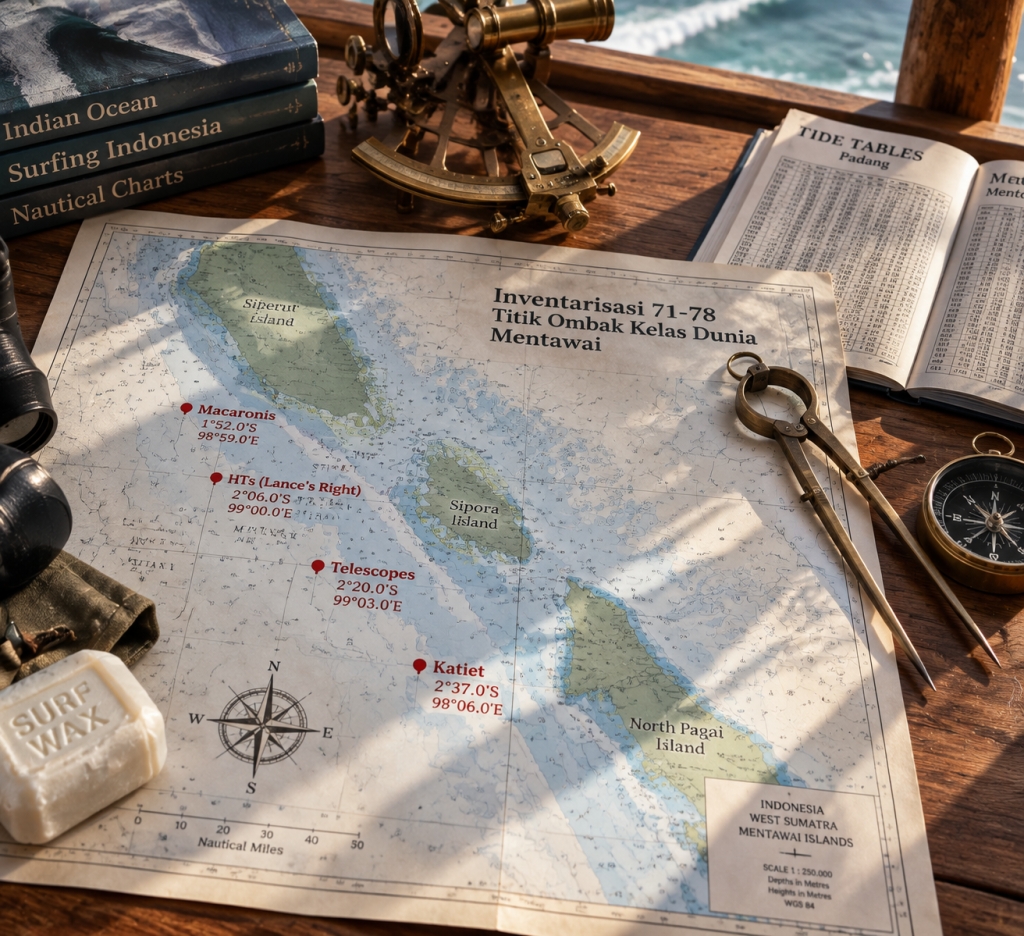 Peta navigasi maritim memetakan lebih dari 70 titik selancar kelas dunia di perairan Kepulauan Mentawai.
